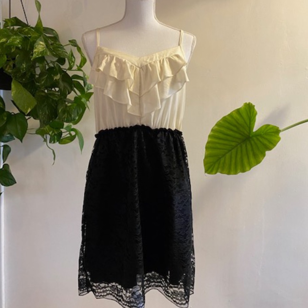 Black & White Ruffle Front Dress